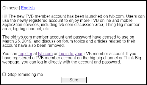 TVB in Canada account sign up process - 2