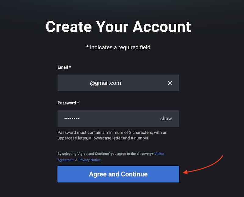 create an account for discovery plus