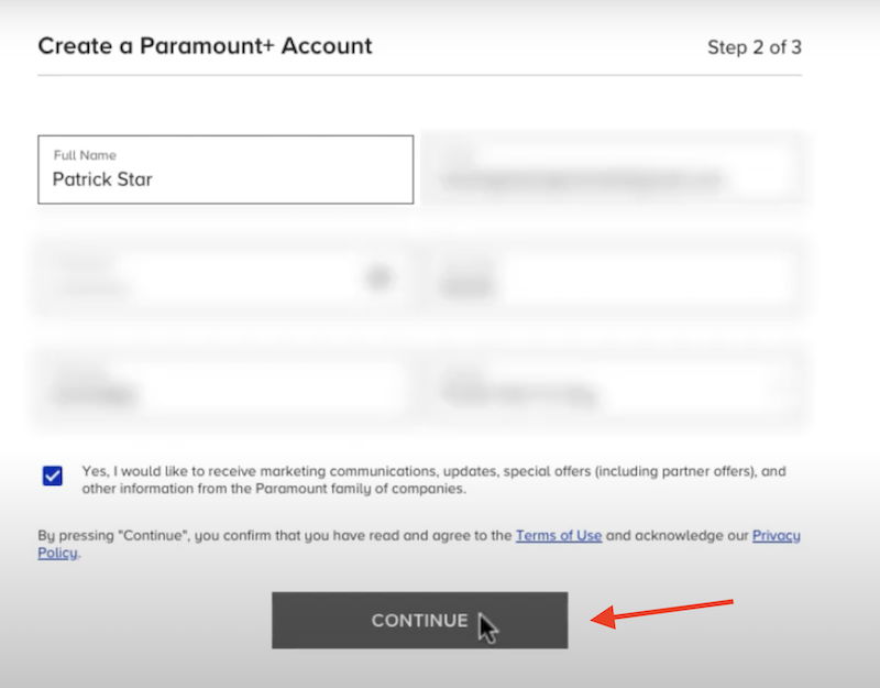 how to signup for paramount plus - step-3