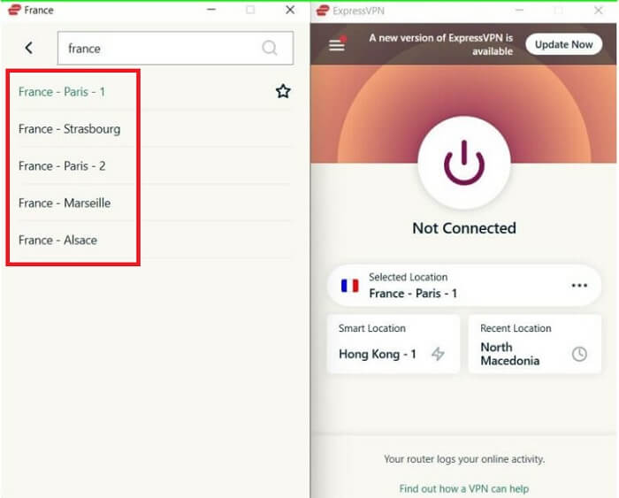 ExpressVPN France servers