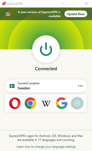 ExpressVPN Sweden server