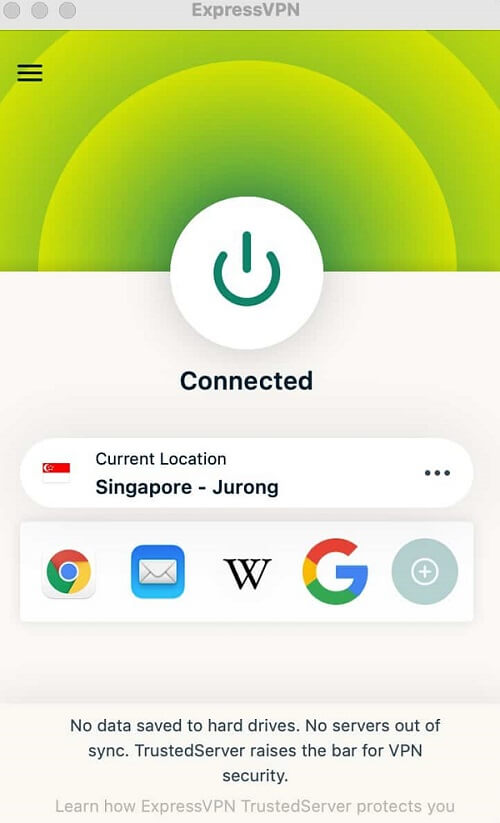 Singapore server of ExpressVPN