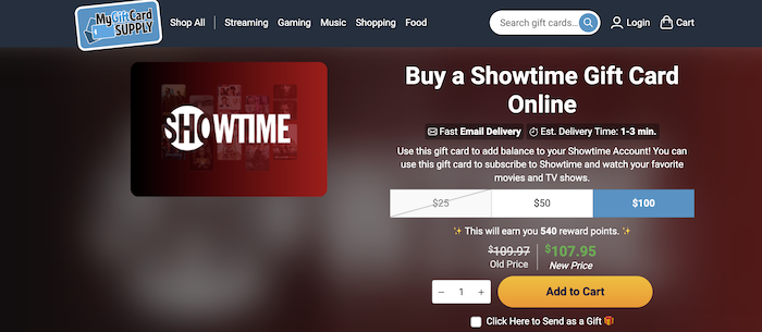 buy showtime gift card