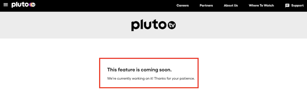 pluto tv error outside us