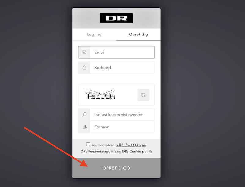 create an account on drtv