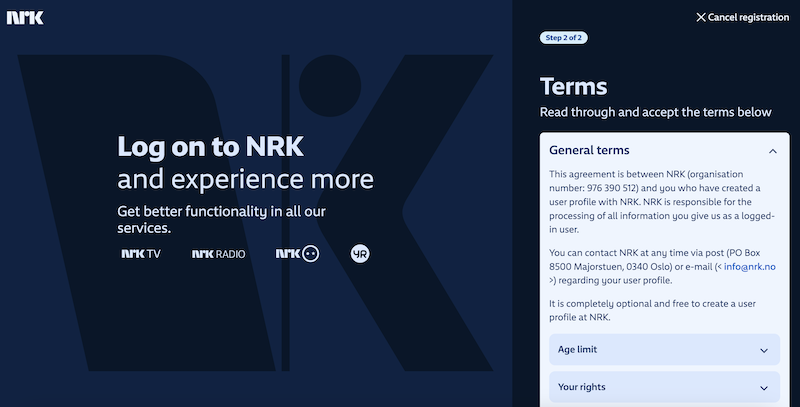 nrk account sign up step 5