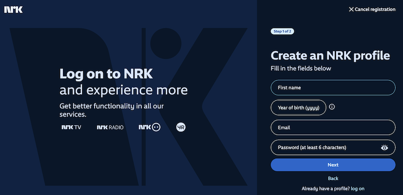 nrk sign up step 4